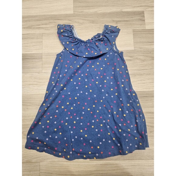 Hanna Andersson Blue Polka Dot Ruffle Dress Size 5 - Picture 1 of 4